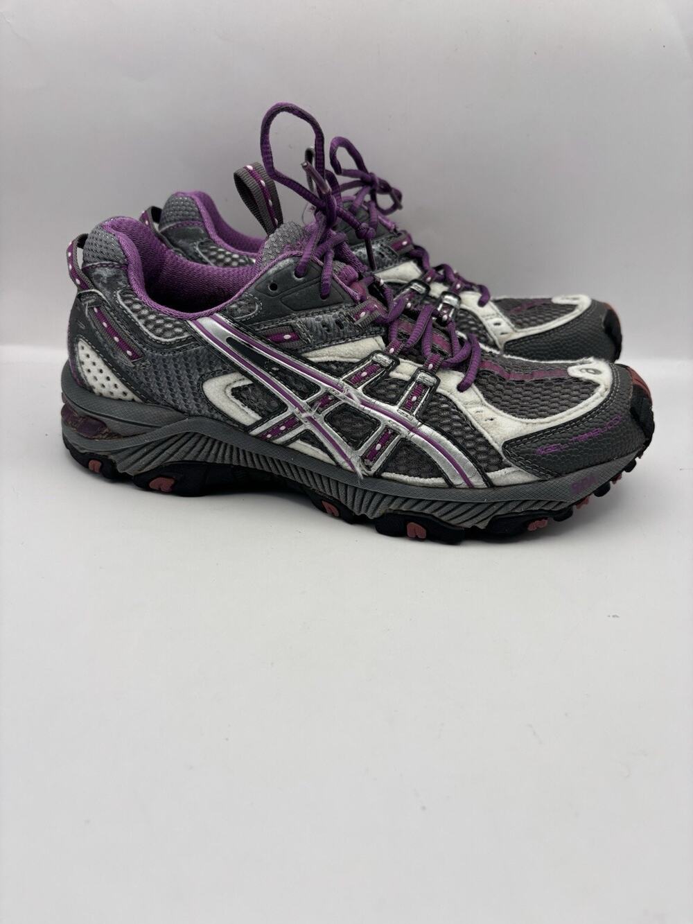 ASICS Gray And Purple Trail Running Shoes Women Size 6